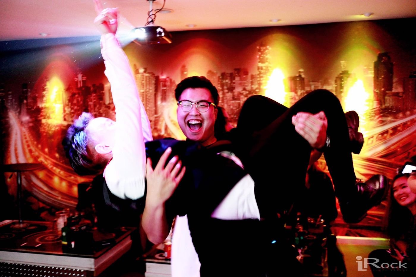 Friends celebrating at iRock